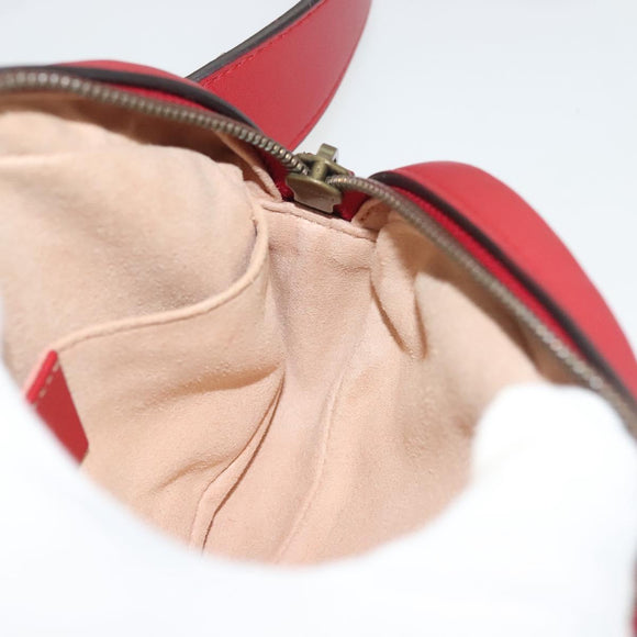 GUCCI GG Marmont Waist Bag Leather Red Gold 476434 Auth BA3650
