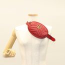 GUCCI GG Marmont Waist Bag Leather Red Gold 476434 Auth BA3650-23