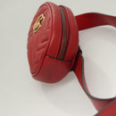 GUCCI GG Marmont Waist Bag Leather Red Gold 476434 Auth BA3650-5