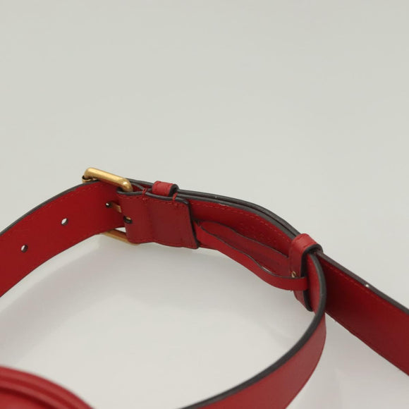 GUCCI GG Marmont Waist Bag Leather Red Gold 476434 Auth BA3650