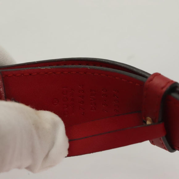 GUCCI GG Marmont Waist Bag Leather Red Gold 476434 Auth BA3650