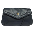 GIVENCHY Shoulder Bag Leather Navy Gold Auth BA3654-1
