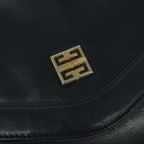 GIVENCHY Shoulder Bag Leather Navy Gold Auth BA3654