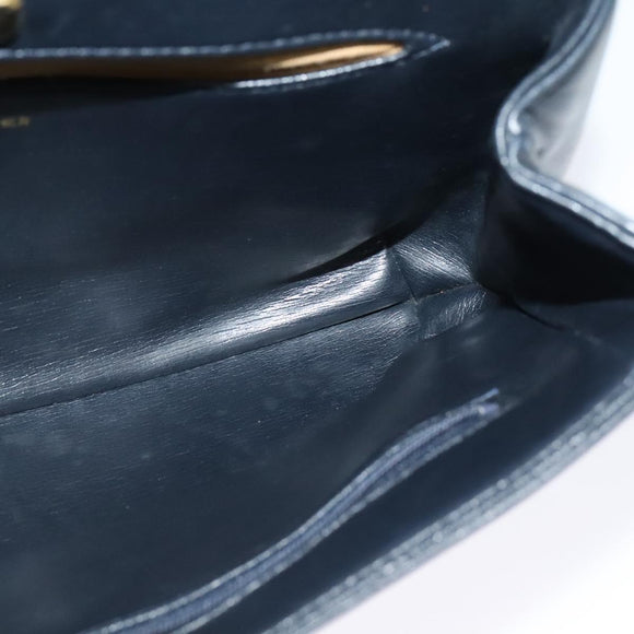 GIVENCHY Shoulder Bag Leather Navy Gold Auth BA3654