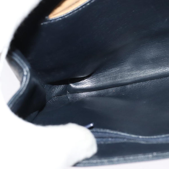 GIVENCHY Shoulder Bag Leather Navy Gold Auth BA3654