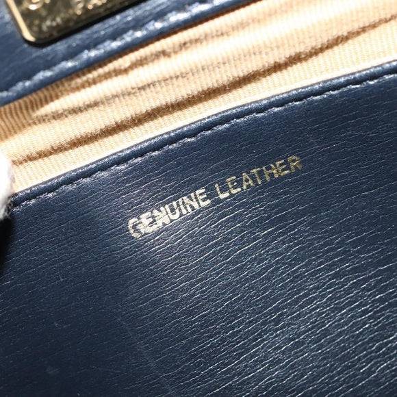 GIVENCHY Shoulder Bag Leather Navy Gold Auth BA3654