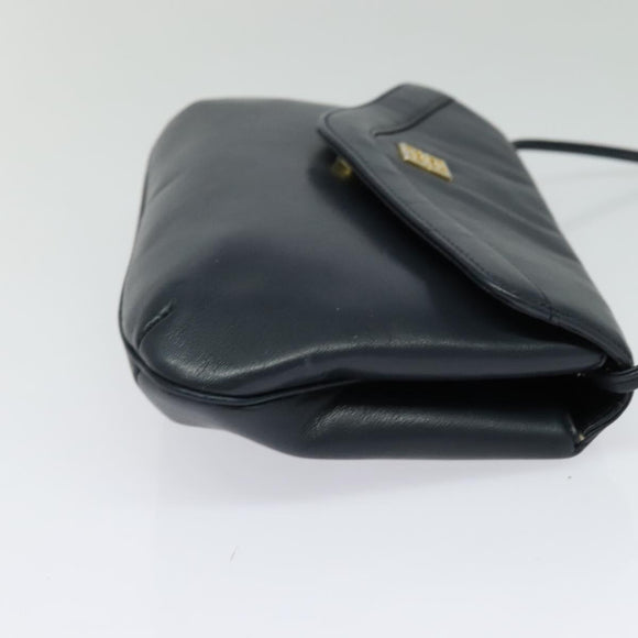 GIVENCHY Umhängetasche Leder Marineblau Gold Auth BA3654