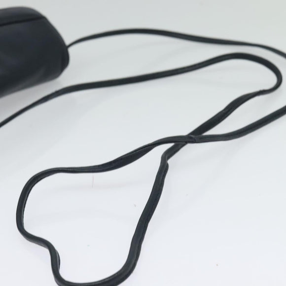 GIVENCHY Shoulder Bag Leather Navy Gold Auth BA3654