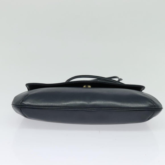 GIVENCHY Shoulder Bag Leather Navy Gold Auth BA3654