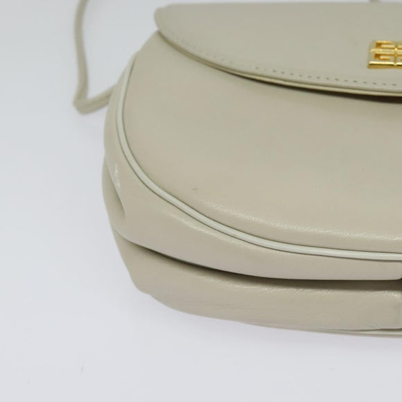 GIVENCHY Shoulder Bag Leather White Gold Auth BA3655