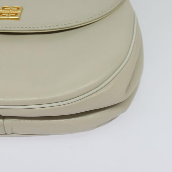 GIVENCHY Umhängetasche Leder Weiß Gold Auth BA3655