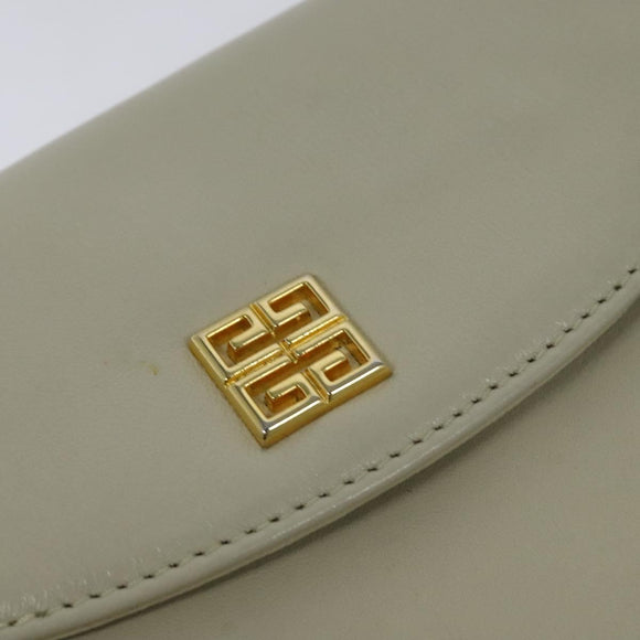 GIVENCHY Umhängetasche Leder Weiß Gold Auth BA3655