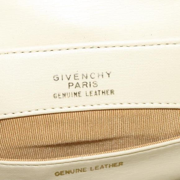 GIVENCHY Shoulder Bag Leather White Gold Auth BA3655