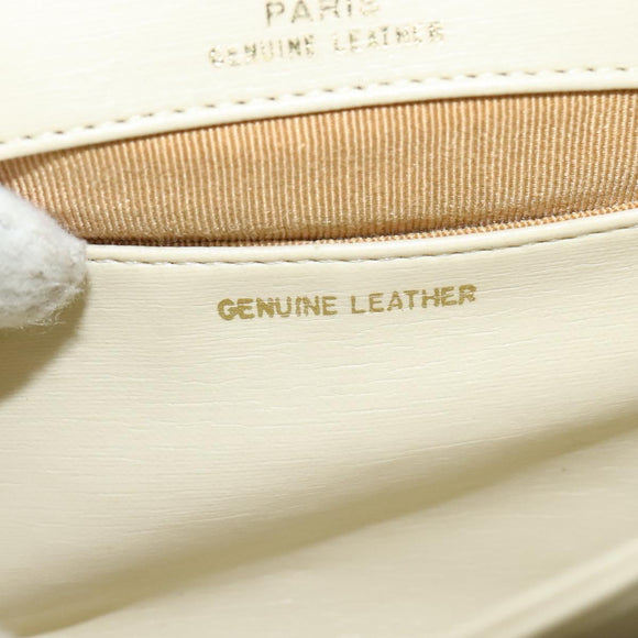 GIVENCHY Shoulder Bag Leather White Gold Auth BA3655