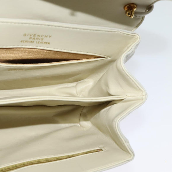 GIVENCHY Umhängetasche Leder Weiß Gold Auth BA3655