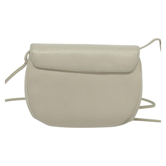 GIVENCHY Shoulder Bag Leather White Gold Auth BA3655