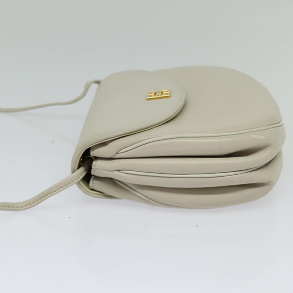 GIVENCHY Shoulder Bag Leather White Gold Auth BA3655