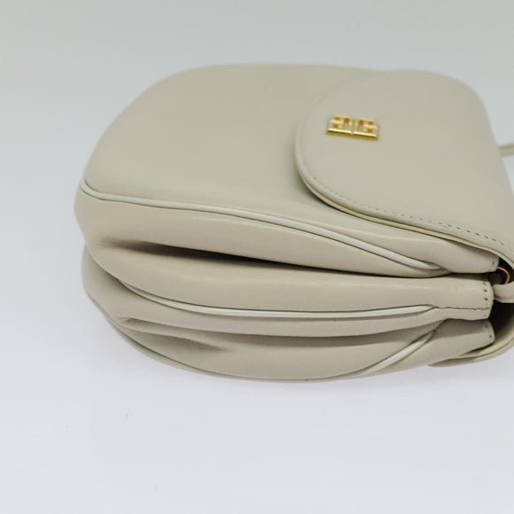 GIVENCHY Shoulder Bag Leather White Gold Auth BA3655