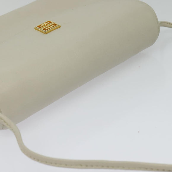 GIVENCHY Umhängetasche Leder Weiß Gold Auth BA3655
