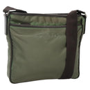 PRADA Shoulder Bag Nylon Khaki Silver Auth BA3657-1