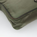 PRADA Shoulder Bag Nylon Khaki Silver Auth BA3657-17