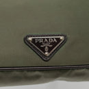 PRADA Shoulder Bag Nylon Khaki Silver Auth BA3657-18