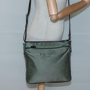 PRADA Shoulder Bag Nylon Khaki Silver Auth BA3657-26