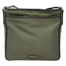 PRADA Shoulder Bag Nylon Khaki Silver Auth BA3657-2
