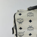 MCM Logogram Vicetos Hand Bag PVC Leather 2way White Gold Auth BA3660-15