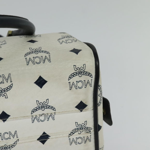 MCM Logogram Vicetos Hand Bag PVC Leather 2way White Gold Auth BA3660