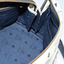 MCM Logogram Vicetos Hand Bag PVC Leather 2way White Gold Auth BA3660-18