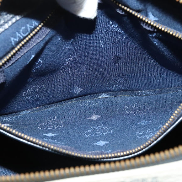 MCM Logogram Vicetos Hand Bag PVC Leather 2way White Gold Auth BA3660