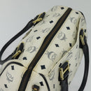 MCM Logogram Vicetos Hand Bag PVC Leather 2way White Gold Auth BA3660-6