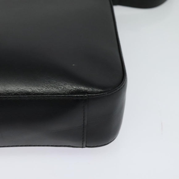 BURBERRY Shoulder Bag Leather Black Silver Auth BA3661