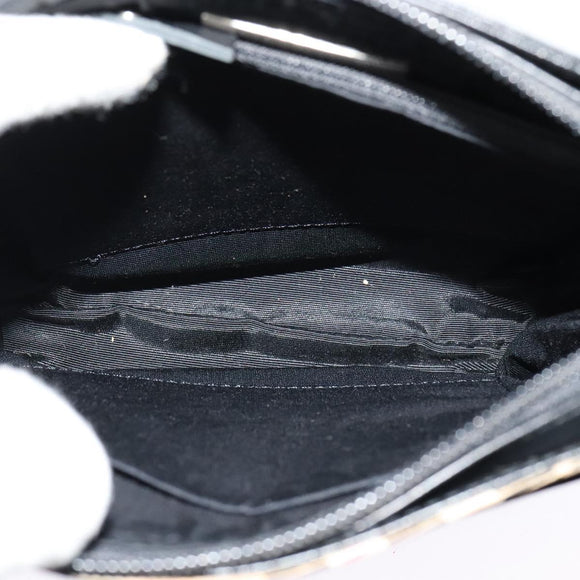 BURBERRY Shoulder Bag Leather Black Silver Auth BA3661