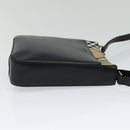 BURBERRY Shoulder Bag Leather Black Silver Auth BA3661-4