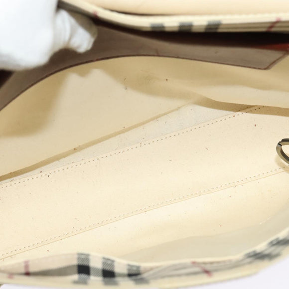 BURBERRY Shoulder Bag Canvas Beige Auth BA3662