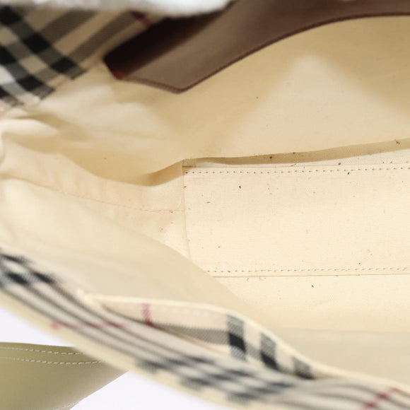BURBERRY Shoulder Bag Canvas Beige Auth BA3662