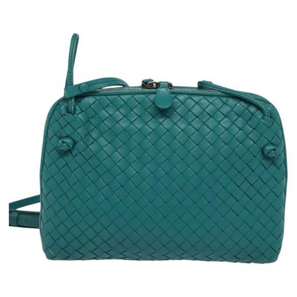 BOTTEGA VENETA INTRECCIATO Shoulder Bag Leather Green Auth BA3676