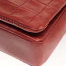 CHANEL Choco Bar Chain Shoulder Bag Lamb Skin Red Silver CC Auth BA3678-9