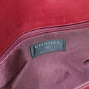 CHANEL Choco Bar Chain Shoulder Bag Lamb Skin Red Silver CC Auth BA3678-19