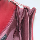CHANEL Choco Bar Chain Shoulder Bag Lamb Skin Red Silver CC Auth BA3678-20