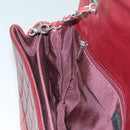 CHANEL Choco Bar Chain Shoulder Bag Lamb Skin Red Silver CC Auth BA3678-21