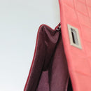 CHANEL Choco Bar Chain Shoulder Bag Lamb Skin Red Silver CC Auth BA3678-24