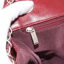 CHANEL Choco Bar Chain Shoulder Bag Lamb Skin Red Silver CC Auth BA3678-26