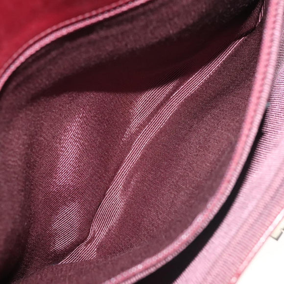 CHANEL Choco Bar Chain Shoulder Bag Lamb Skin Red Silver CC Auth BA3678