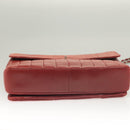 CHANEL Choco Bar Chain Shoulder Bag Lamb Skin Red Silver CC Auth BA3678-5