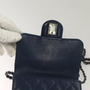 CHANEL Chain Shoulder Bag Lamb Skin Blue CC Auth BA3679-19