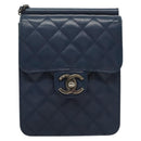 CHANEL Chain Shoulder Bag Lamb Skin Blue CC Auth BA3679-13