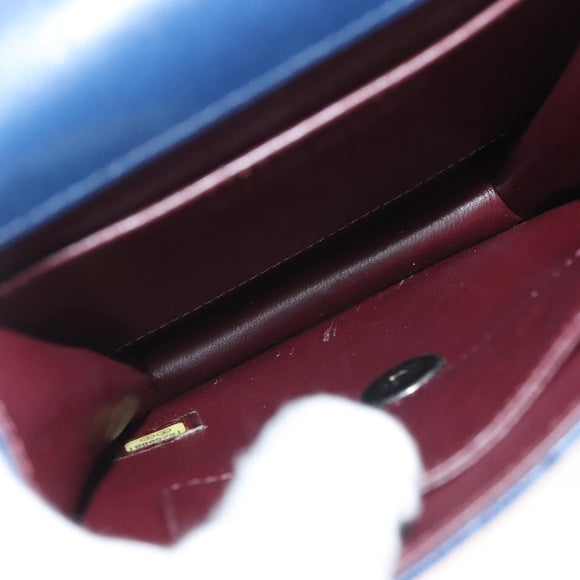 CHANEL Chain Shoulder Bag Lamb Skin Blue CC Auth BA3679